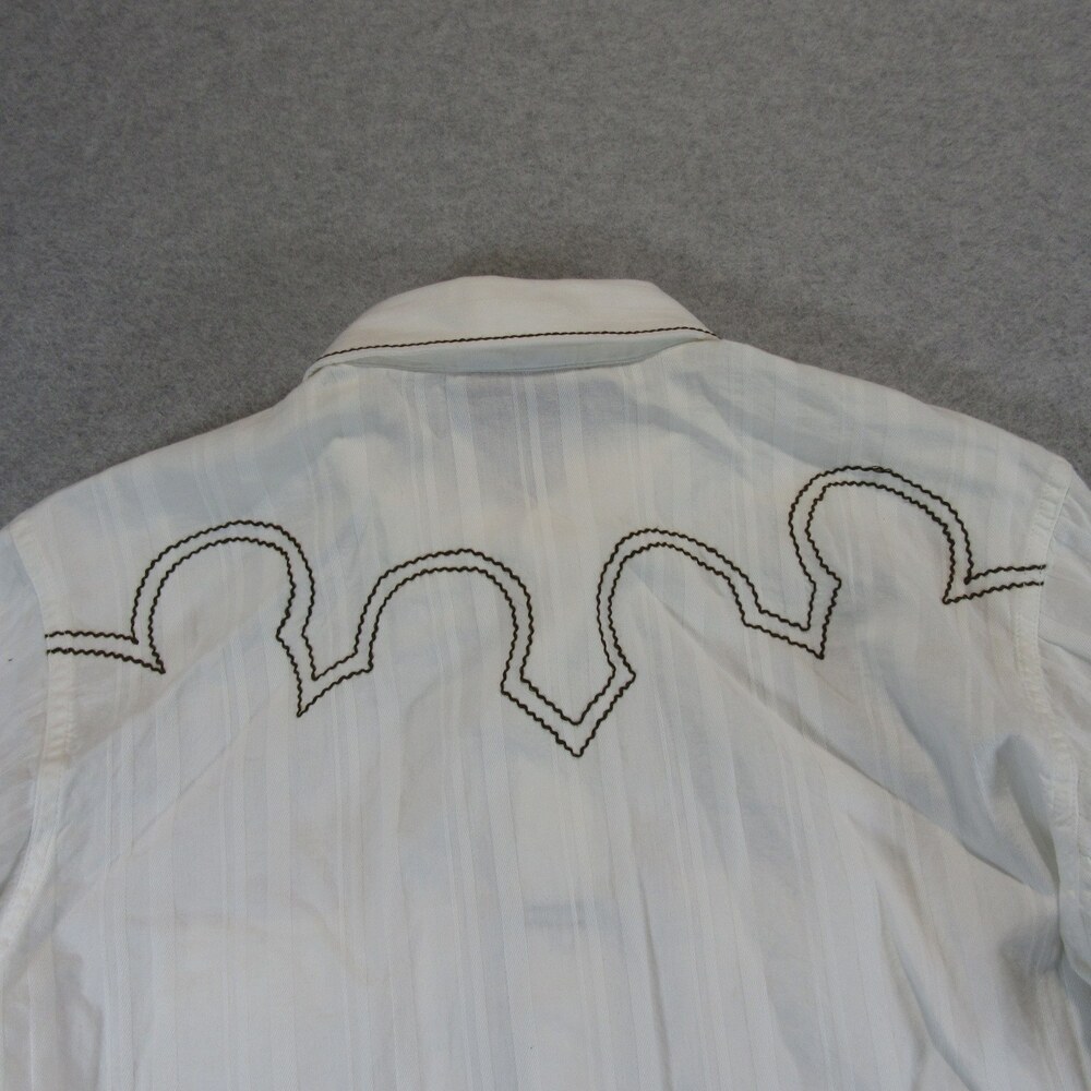 Ariat Mens Pearl Snap Western Shirt S Small White Embroidered 100% Cotton Pocket - Picture 8 of 10